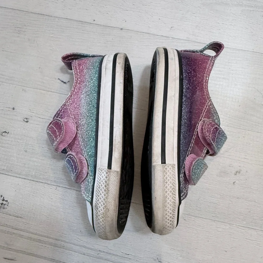 Converse girls blue pink purple shimmer‎ shoes little kids size 5